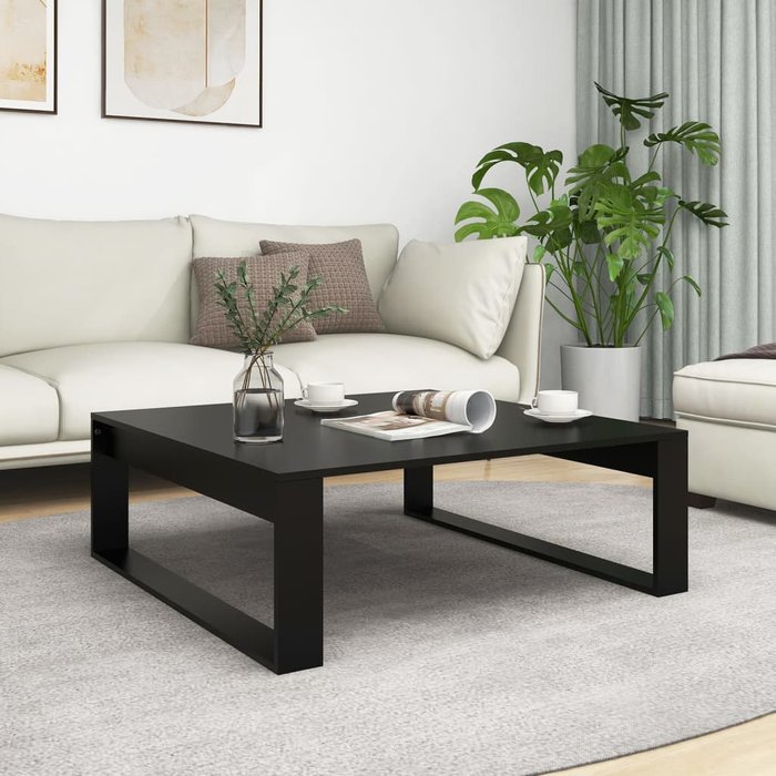 Mesa de centro negro 100x100x35 cm madera contrachapada