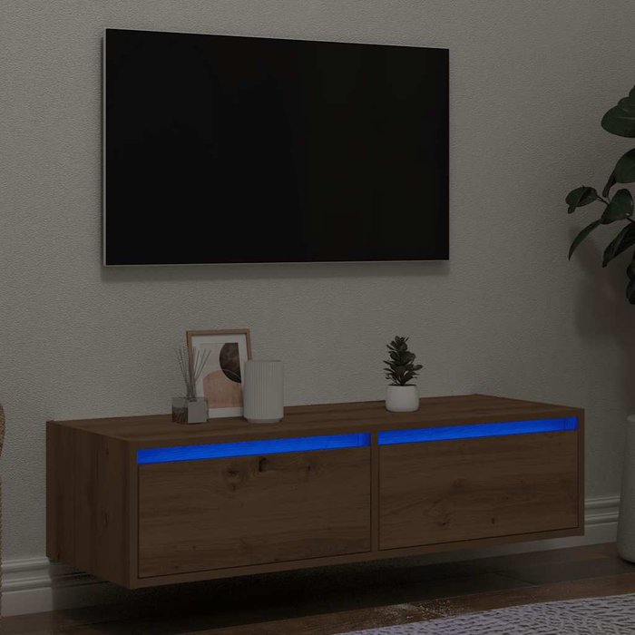 Mueble de tv con luces led roble artisan 100x35,5x25 cm vidaxl