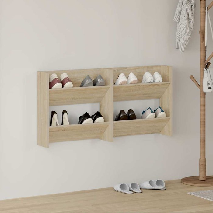 Zapateros de pared, 2 unidades, roble sonoma, 60x18x60 cm