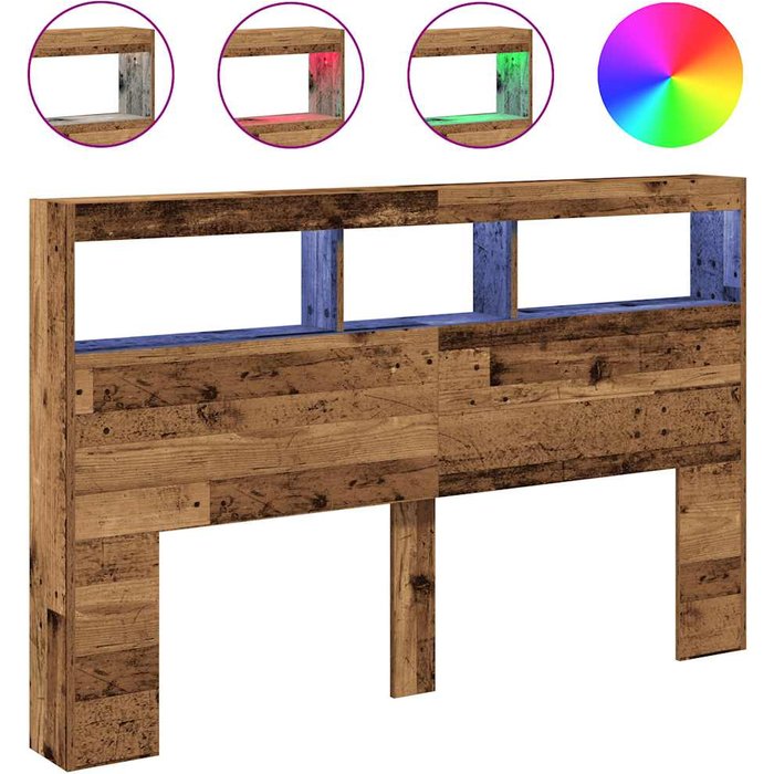 Cabecero de cama con led madera vieja 160x17x102 cm cfw2846405