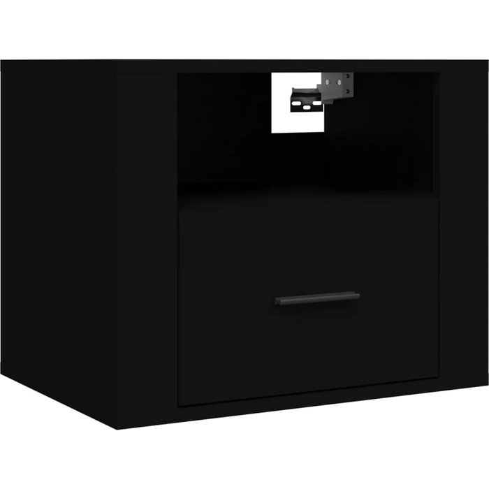 Mesita de noche de pared negro 50x36x40 cm
