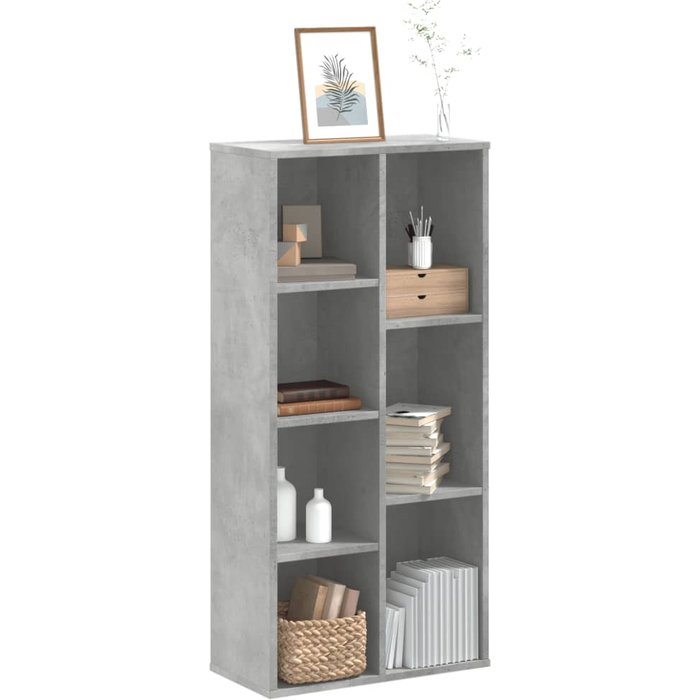 Librería gris hormigón 50x25x105 cm de madera contrachapada