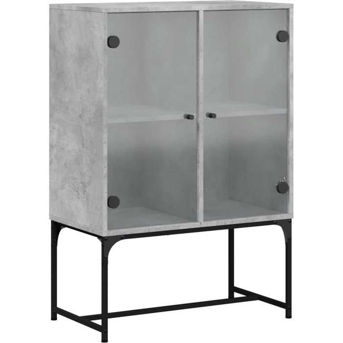 Armario auxiliar puertas de vidrio gris hormigón 69x37x100 cm - comfortxl