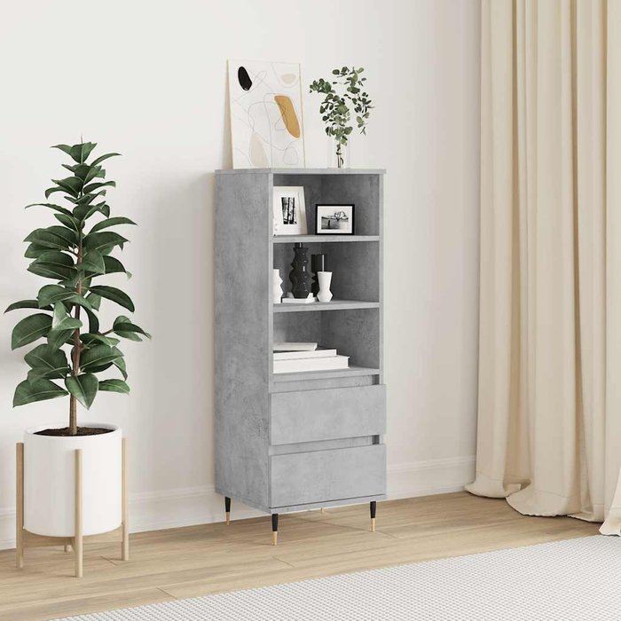 Aparador alto, gris hormigón, 40x36x110 cm, madera de ingeniería.