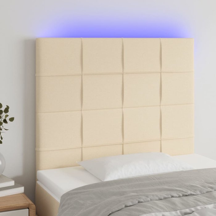 Maison exclusive - cabecero con luces led tela crema 100x5x118/128 cm