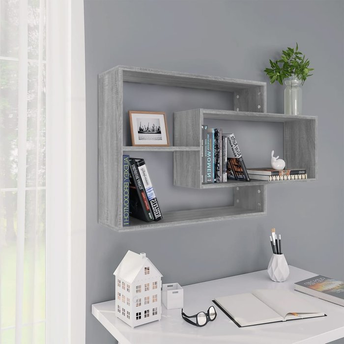 Maison exclusive - estante de pared madera ingeniería gris sonoma 104x20x58,5 cm