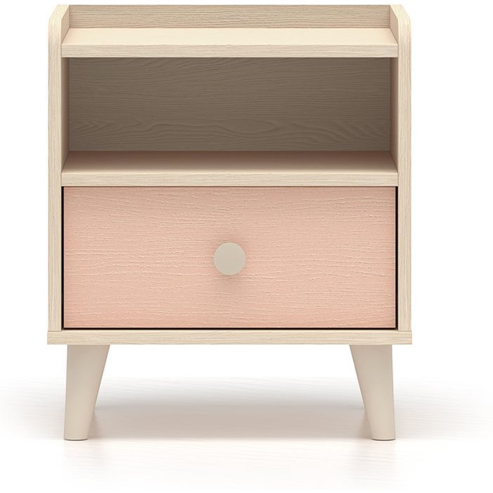 Mesita de noche 1 cajón alycia beige y rosa