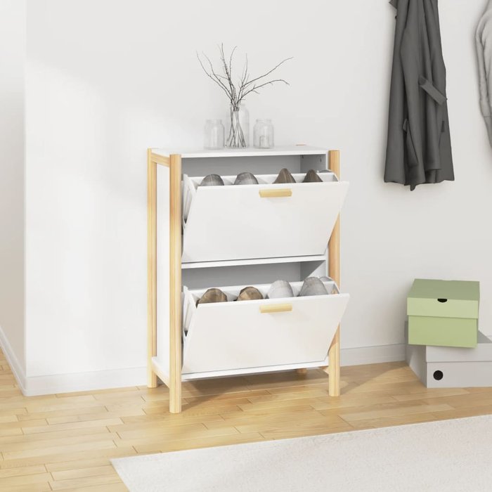 Mueble zapatero madera contrachapada blanco 57,5x33x80 cm