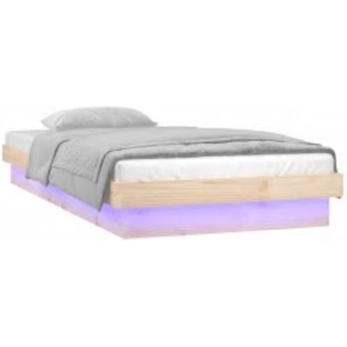 Estructura de cama led sin colchón madera maciza 100x200 cm
