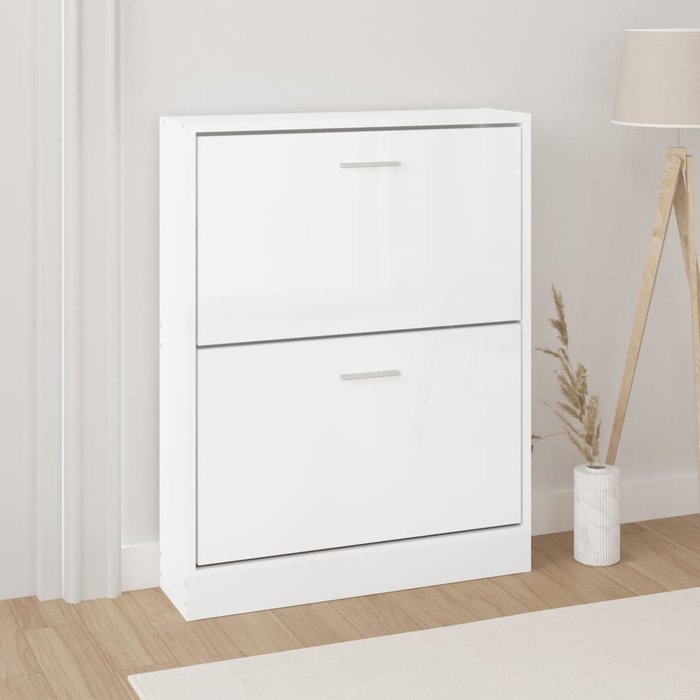 Zapatero blanco brillo 59x17x81 cm madera contrachapada