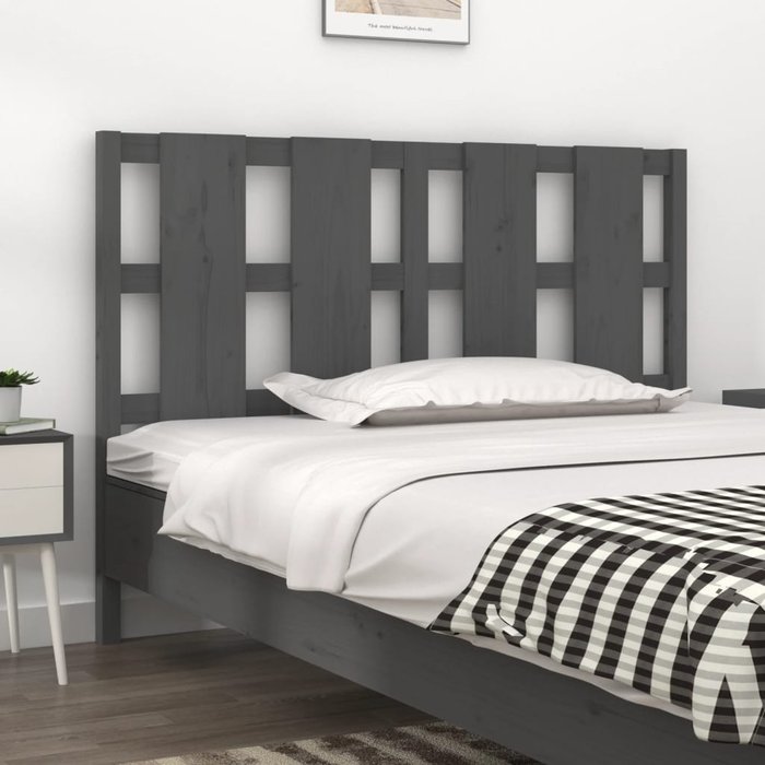 Cabecero gris 145,5x4x100 cm madera maciza de pino