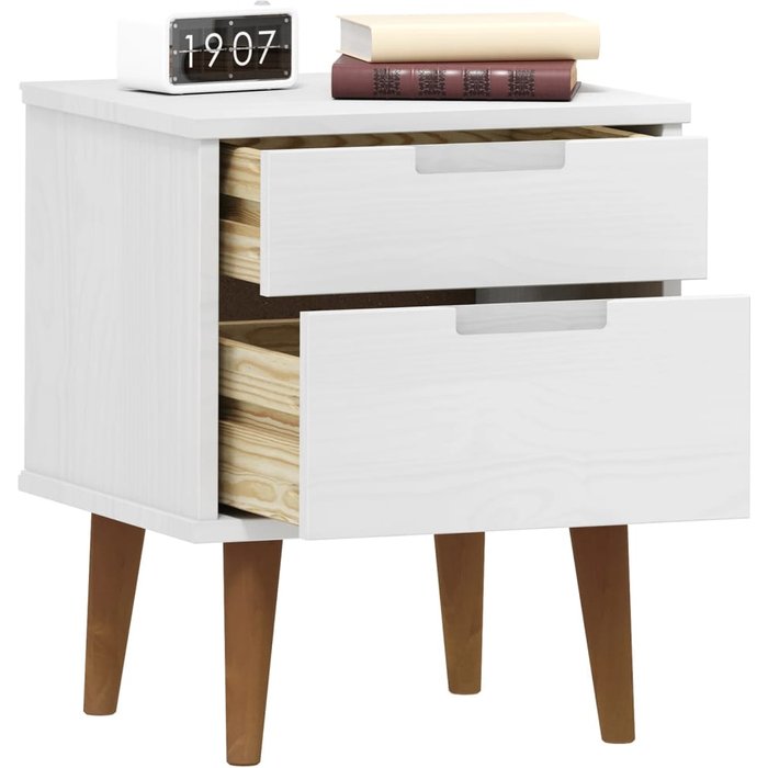 Molde mesita de noche blanca 40x35x48 cm madera maciza de pino