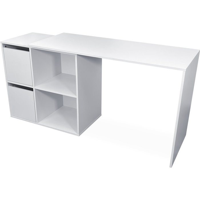 Escritorio brugge adaptable - 2 puertas - 2 estantes, blanco