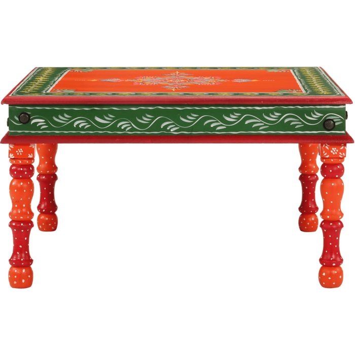 Mesa de centro madera maciza de mango naranja pintada a mano - comfortxl
