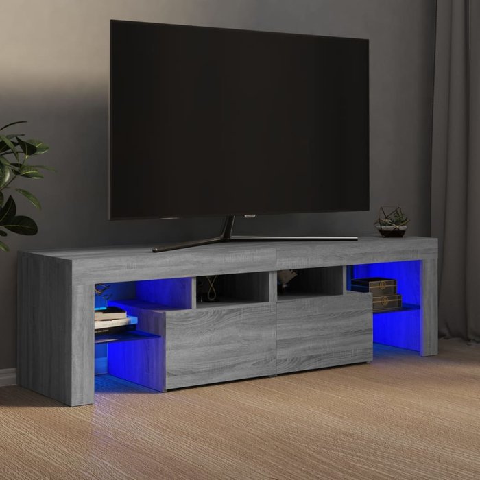 Mueble tv con luces led sonoma gris 140x36,5x40 cm