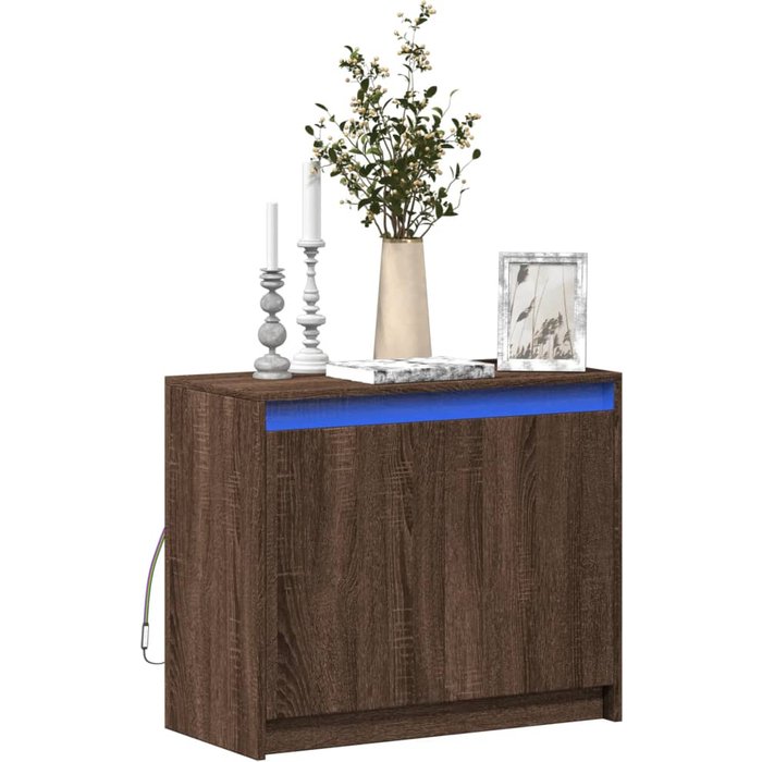 Maison exclusive - aparador con led madera ingeniería marrón roble 72x34x61 cm