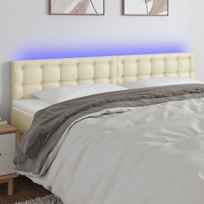 Maison exclusive - cabecero con led cuero sintético color crema 180x5x78/88 cm