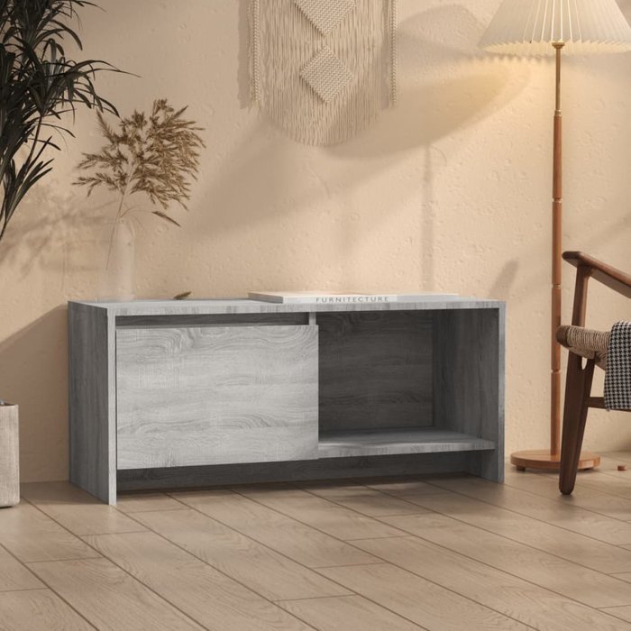 Mueble tv sonoma gris 90x35x40 cm madera contrachapada