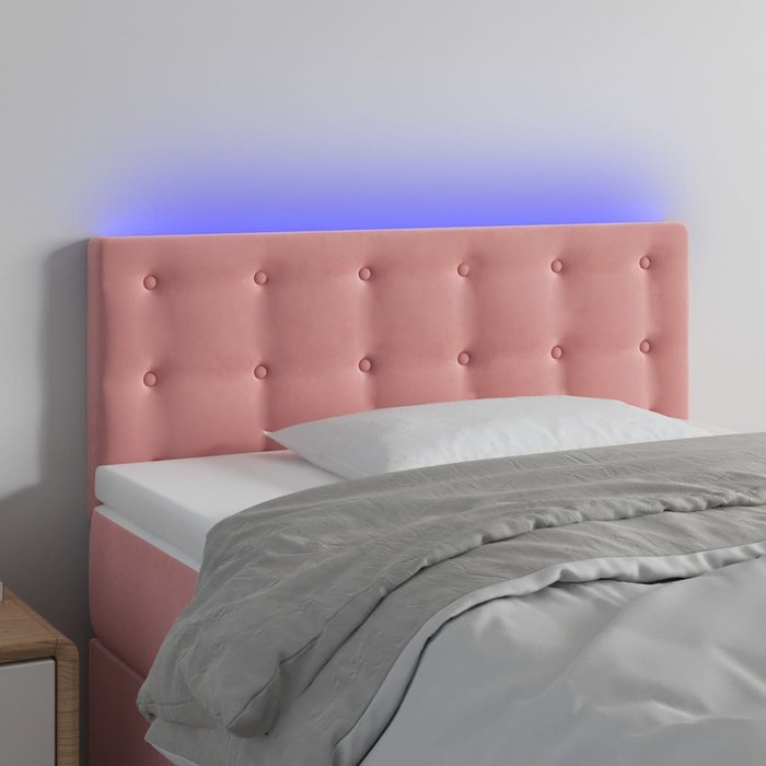 Cabecero led rosa terciopelo 90x5x78/88 cm - comfortxl