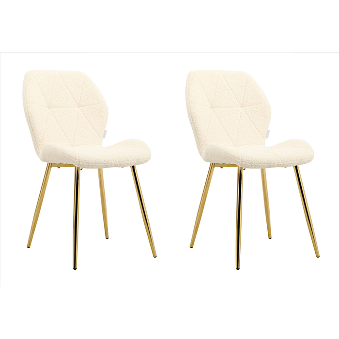 Pack 2 sillas de comedor batt beige tejido buklya con patas de metal dorado