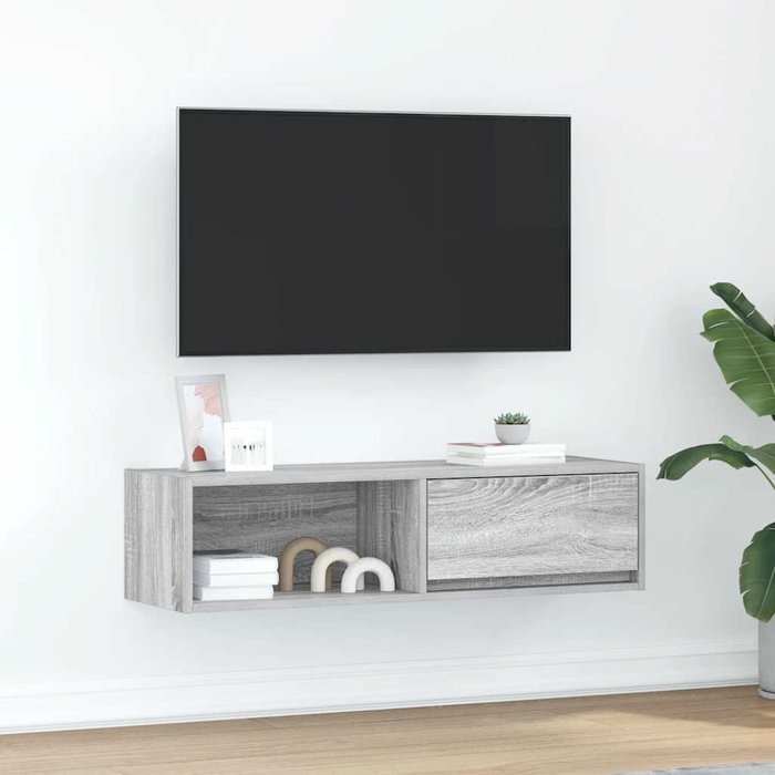 Mueble de tv sonoma gris 100x31x25,5 cm madera de ingeniería