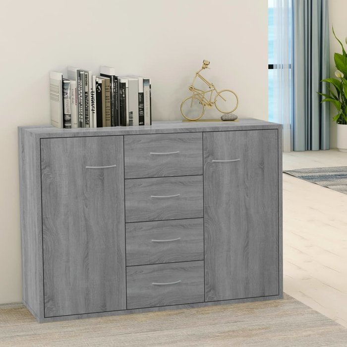 Maison exclusive - aparador de madera contrachapada gris sonoma 88x30x65 cm