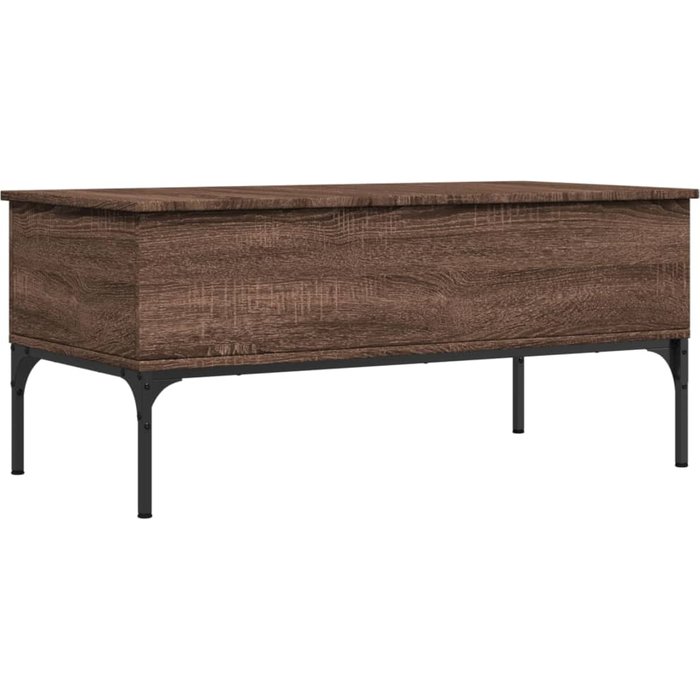 Mesa de centro madera ingeniería metal roble marrón 100x50x45cm - comfortxl