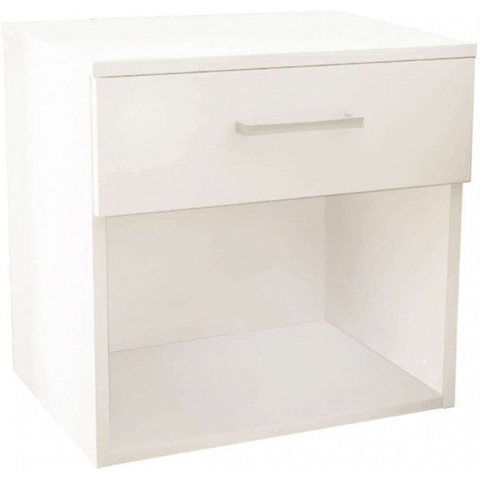 Mesilla de noche davis de madera laminada con cajón - color blanco