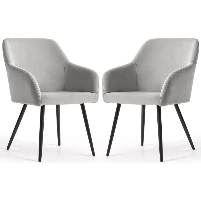 Juego de 2 sillas de terciopelo liso estelle gris patas negras
