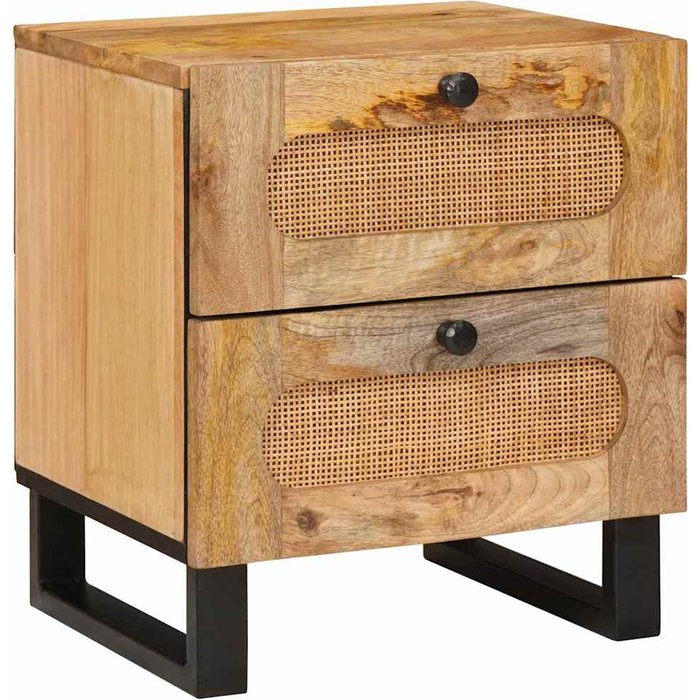 Armario de noche natural 40 x 33 x 46 cm madera de mango maciza