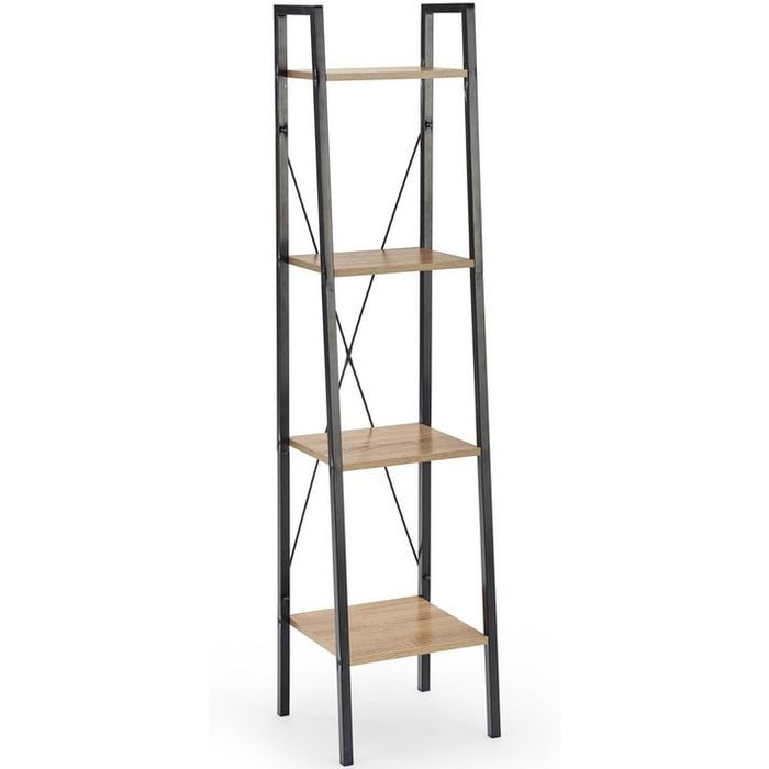 Estantería - escalera de diseño 34 x 148 cm estilo roble y acero negro loggia