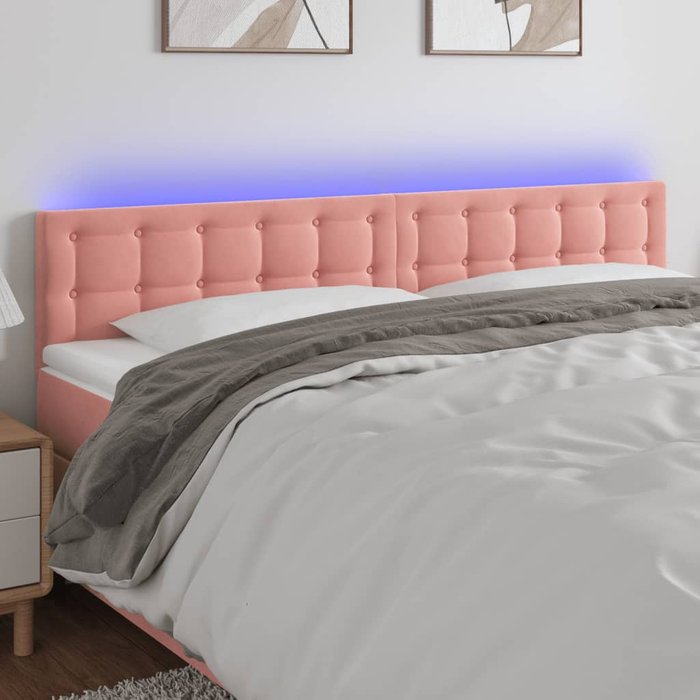 Maison exclusive - cabecero con led de terciopelo rosa 200x5x78/88 cm
