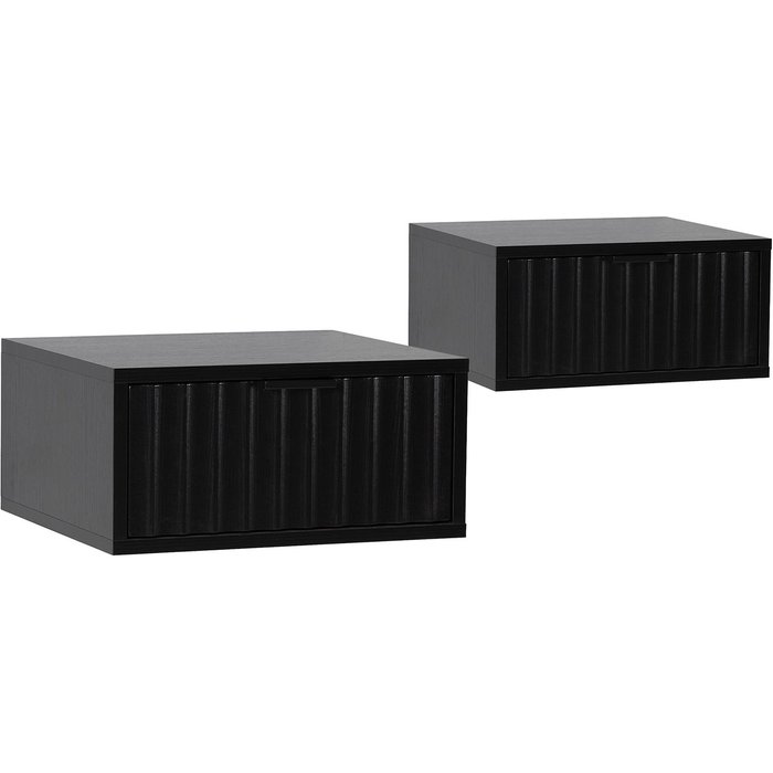 Juego 2 mesitas de noche flotante lluvia 1 cajón color negro