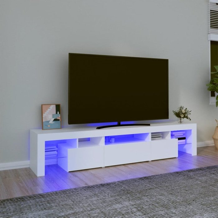 Vidaxl mueble de tv con luces led blanco 200x36,5x40 cm