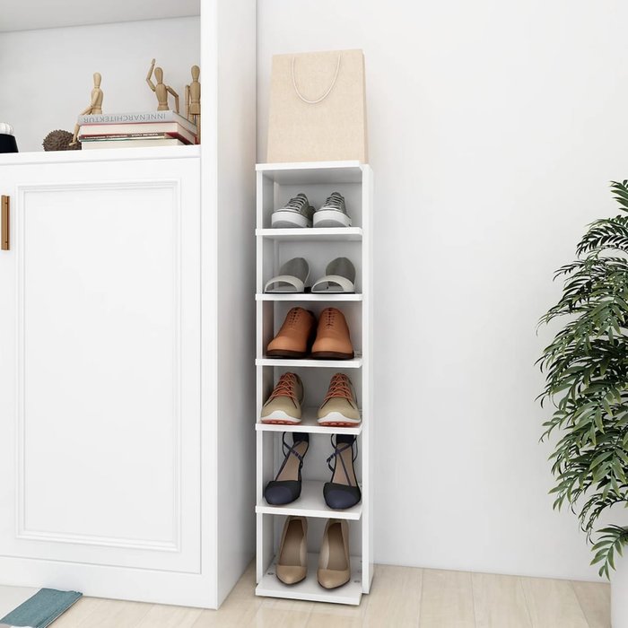 Zapatero blanco 27,5x27x102 cm madera contrachapada