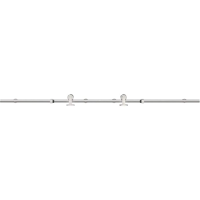 Kit de herrajes para puerta corredera 183 cm acero plateado