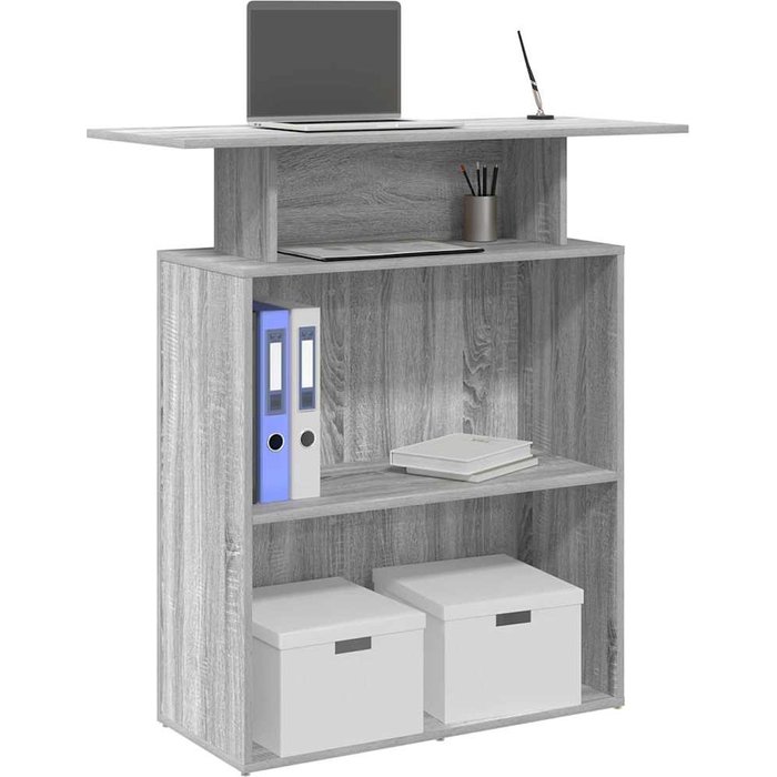 Mostrador de recepción sonoma grey, 100x40x104 cm, madera de ingeniería.