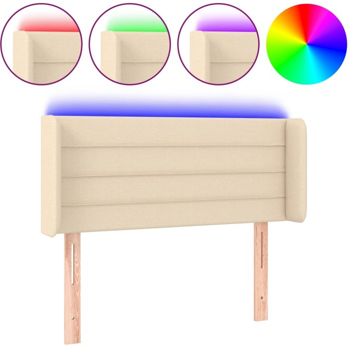 Cabecero cama - mueble cabecero con led de tela crema 83x16x78/88 cm