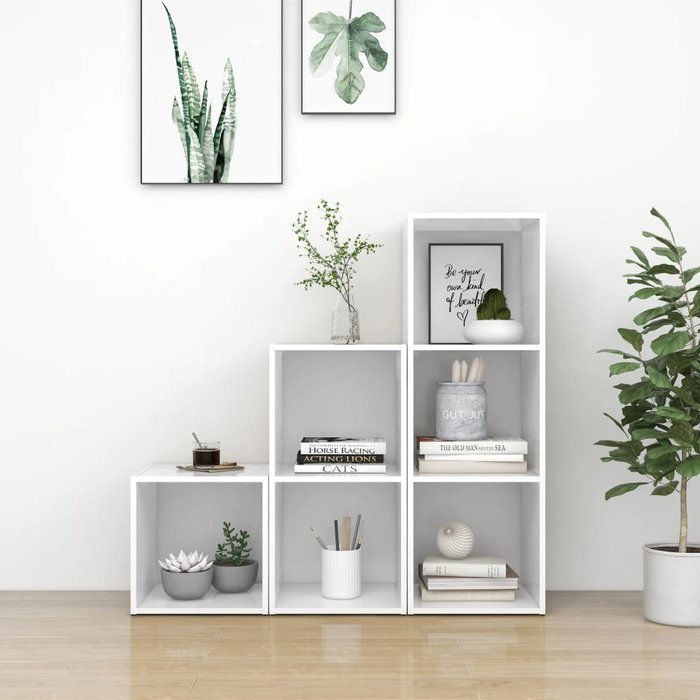 Juego de mueble para tv de 3 piezas madera contrachapada blanco