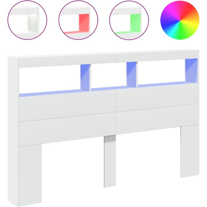 Cabecero de cama - mueble cabecero con led blanco 160x17x102 cm