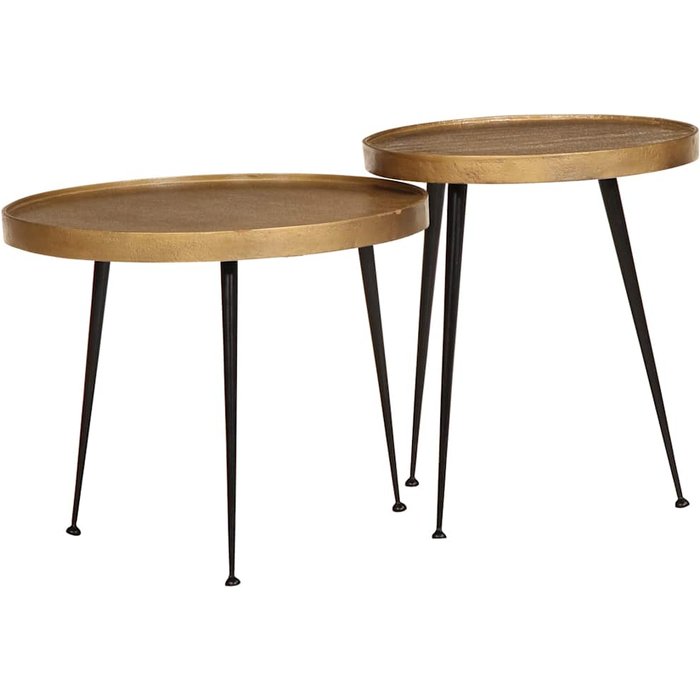 Vidaxl mesa de centro 2 uds madera contrachapada dorada
