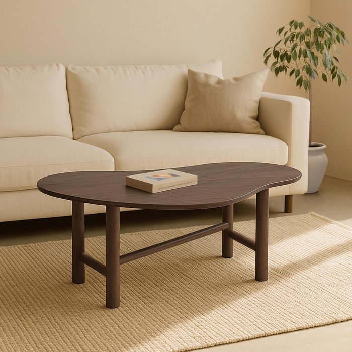 Mesa de centro con decoración en melamina marrón