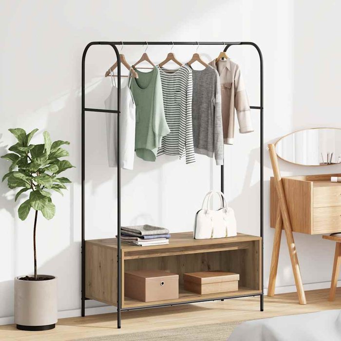 Vidaxl perchero con estantes de roble artesanal 100x44x160 cm