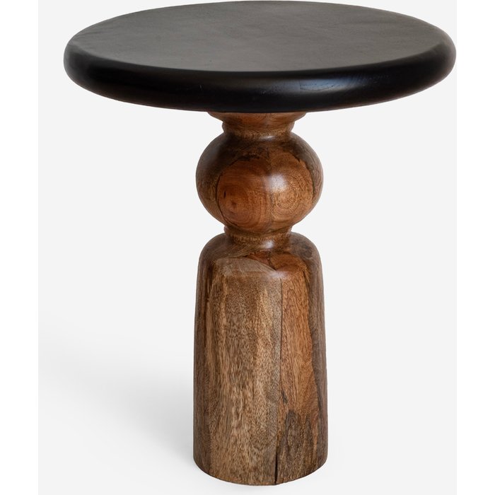 Mesa auxiliar natural y negra 40x40x50 cm | mesita de noche y decorativa