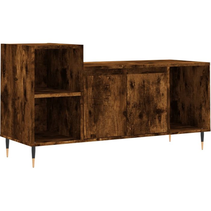 Mueble tv roble ahumado 100x35x55 cm madera contrachapada