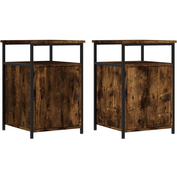 Mesitas de noche 2 piezas roble ahumado 40x42x60 cm madera contrachapada