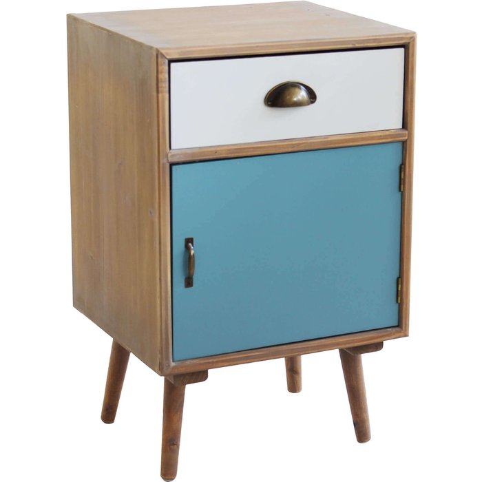 Mesilla de noche de madera multicolor con 1 cajón y 1 puerta creek
