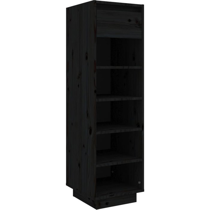 Mueble zapatero de madera maciza de pino negro 30x34x105 cm - comfortxl