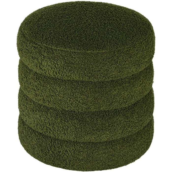 Puf redondo - funda efecto bucle - poliéster - verde (40x40x45cm)