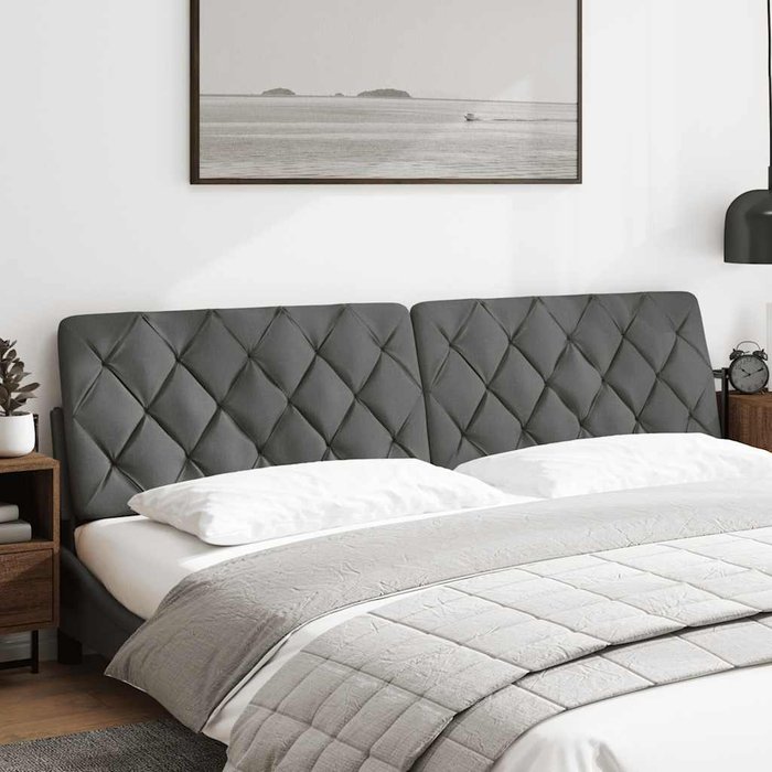 Cabecero de cama acolchado tela gris oscuro 200 cm - comfortxl